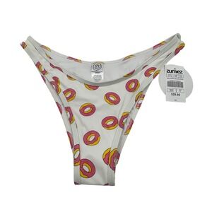Odd Future Donuts White High Leg Hipster Bikini Bottom Women Size M NEW